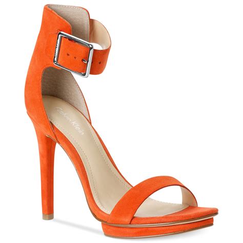 women's orange high heels.